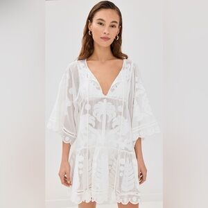 NWT Farm Rio Palm Tree Cutwork White Dress